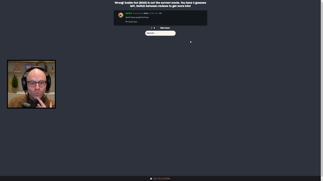 NorthernLion gets a helpful letterboxd clue in movieguesser minigame