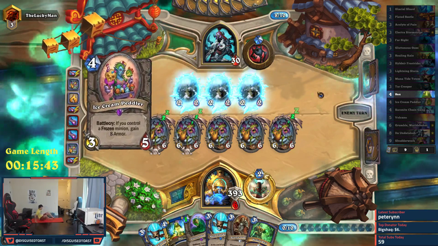 What Toast does as he waits his turns.