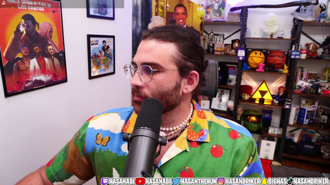 Hasan live on BBC television while streaming on Twitch