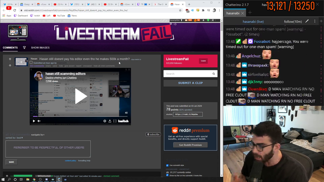 Hasan exposed for not paying his editors. Loses his shit