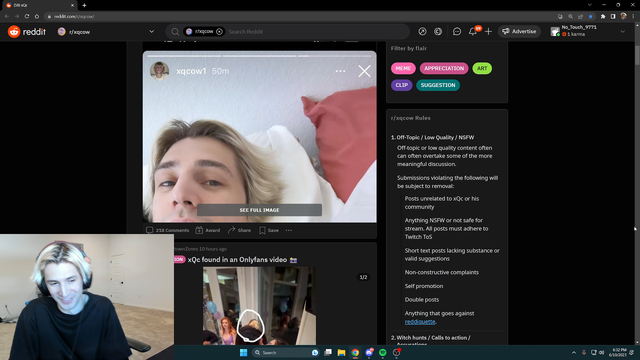Xqc realizes he's in an OF post