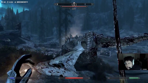 Greek Kills a dragon in Skyrim