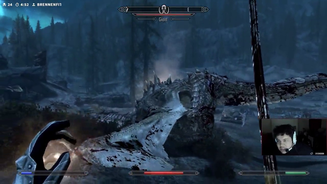 Greek Kills a dragon in Skyrim