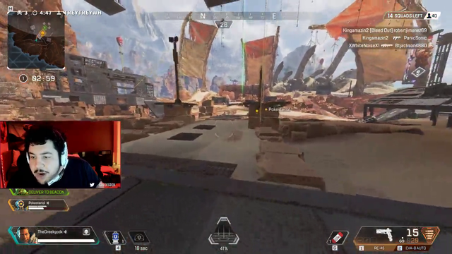 GreekGodX wiping a team on his own in his first hour of Apex Legends