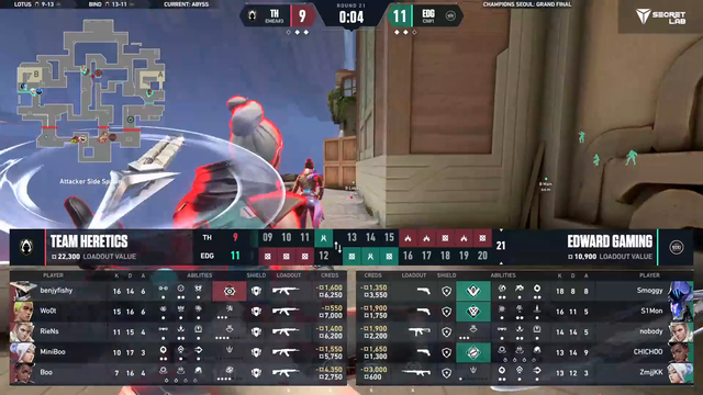 EDG's ZmjjKK buys a Guardian in a critical round at the Grand Final for Valorant Champions Seoul