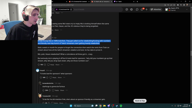 xqc comes across SCHIZO thread about viewbotting, sees people talking bout kick and proceeds get stunlocked