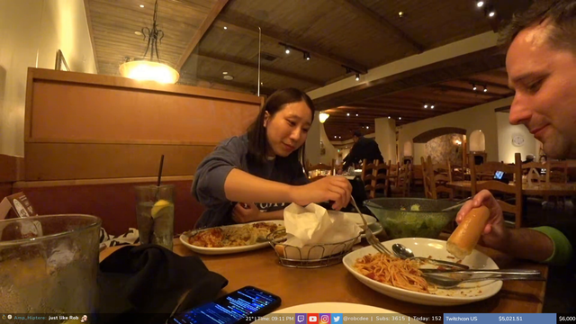 Rob recreates Lady and The Tramp moment at his wife's favorite Italian Restaurant.