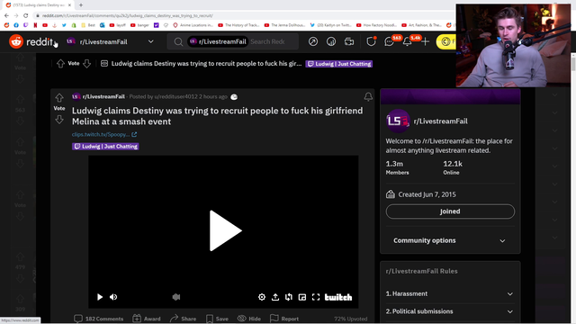 Ludwig clarifies on his Destiny clip