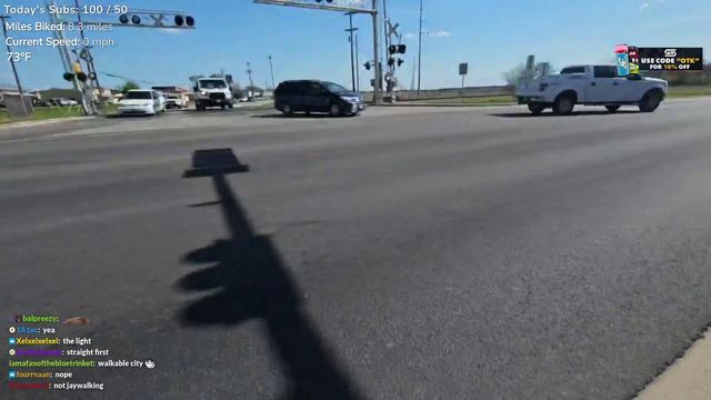 ExtraEmily safely crossing the road