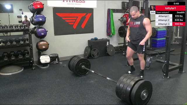 Tyler1 Gets His Deadlift PB at 550 lbs