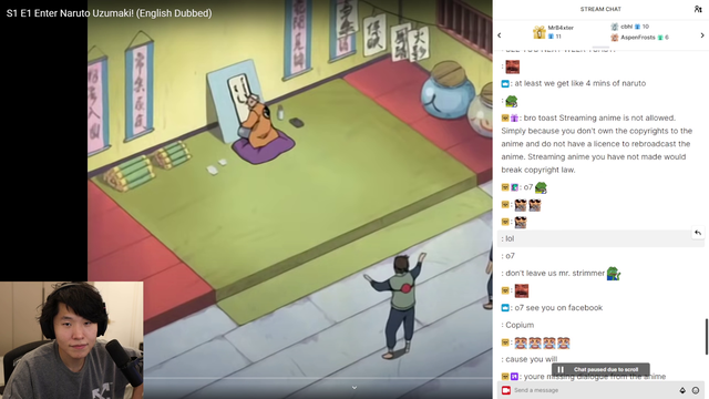 Toast limit testing Twitch DMCA by watching Naruto on stream