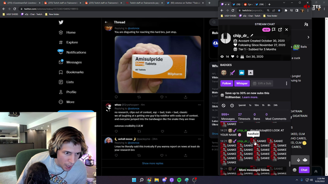 Train calls out Ostonox and Hasan fans.