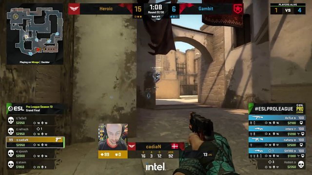 CS:GO 1vs4 insane clutch on save round to win pro league
