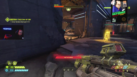 moonmoon dies on the last boss in a Doom Eternal Ultra Nightmare permadeath run