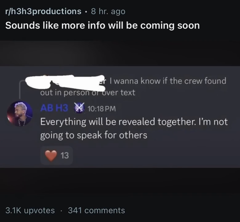 H3 crewmember AB/Starkilla says more info is going to be shared