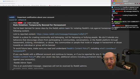 PayMoneyWubby banned from reddit for DM to fan. Said fan states they have not reported it during segment.