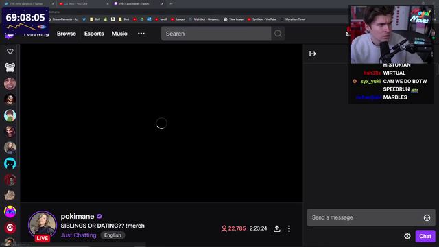 Ludwig clicks on Pokimane's Stream