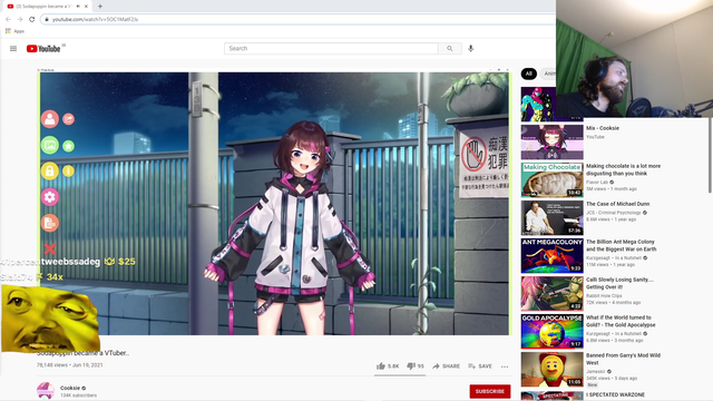 Forsen looks disgusted at Soda's VTuber