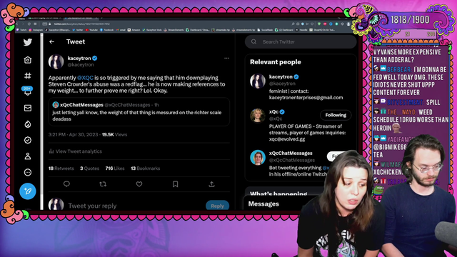 Kaceytron believes xQc is scared because of what Adept might have told her.
