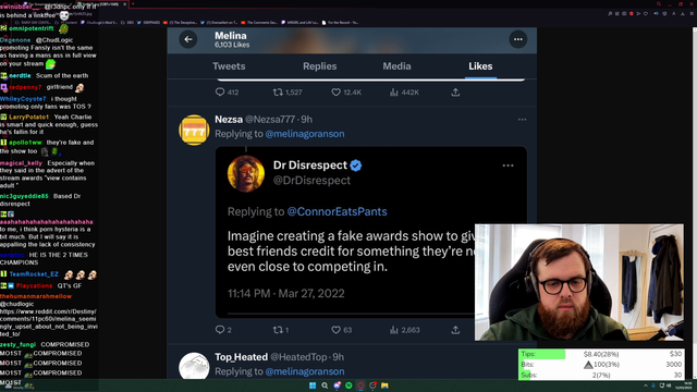 Destiny’s wife Melina says QT didn’t invite her to the Streamer Awards