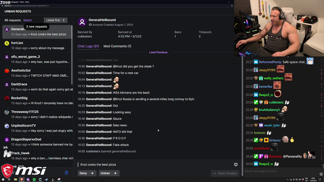 Knut realises he went a bit too far
