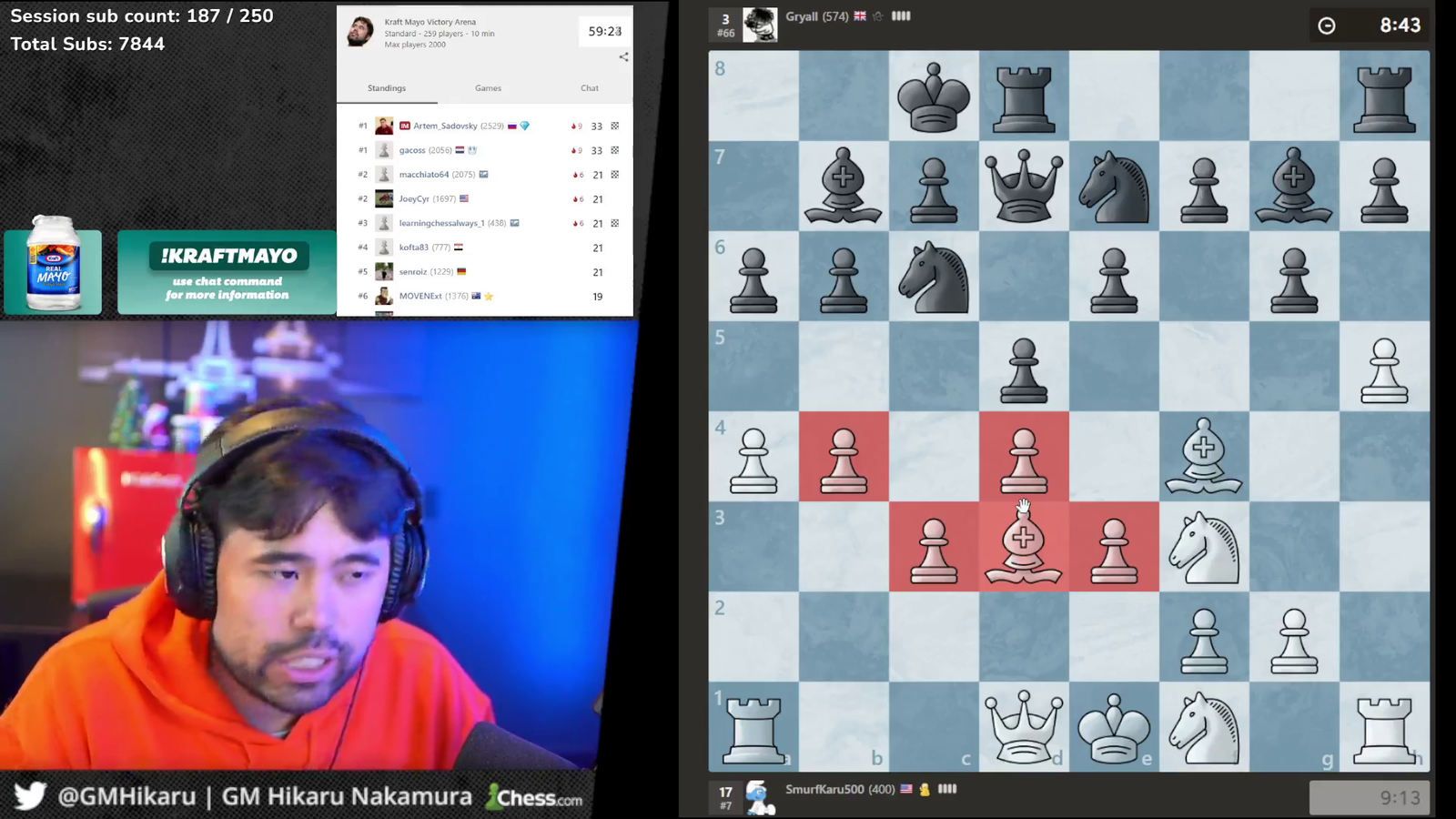 Hikaru choosing his words wisely during Kraft sponsored stream