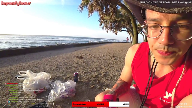 ImJasmine falls into ocean in backround