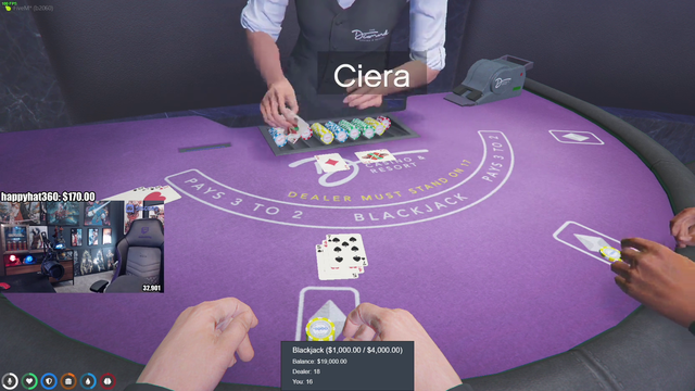 Summit has an eventful hand of blackjack