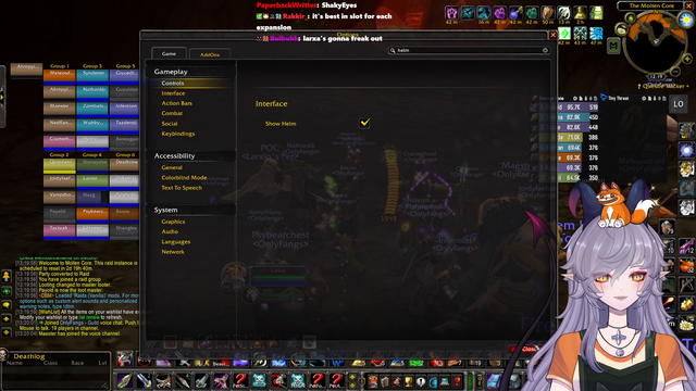 Larxa showing off her new tier helm