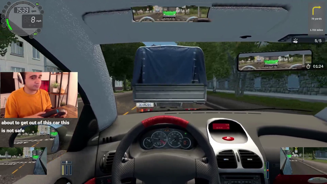 Squeex crashes his car while reading chat.