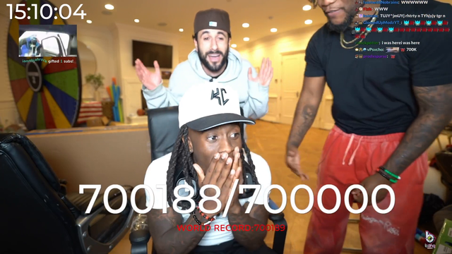 KaiCenat hits 700,000 Subscribers 