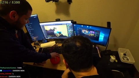 Train realizing he's balding