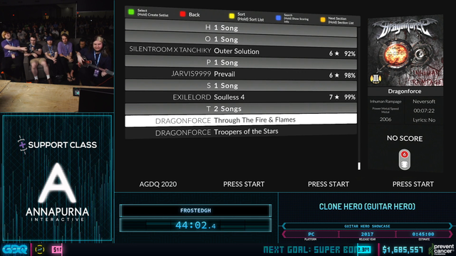 Dude in the AGDQ audience tells a Guitar Hero legend to play Through the Fire and Flames on medium