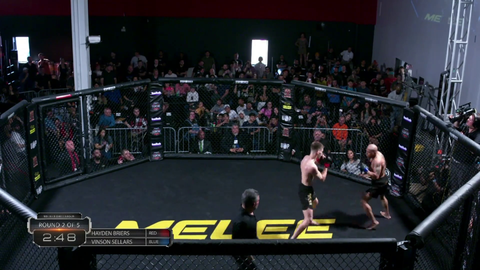 Knee to the ribs. Mizkif MMA event at Iron Forge Gym