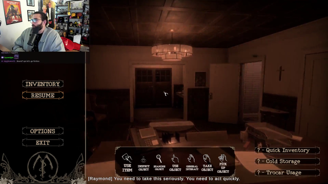 Hasan trying his best to get out of playing "The Mortuary Assistant"