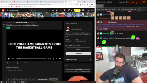 Hasan watches his epic basketball highlights reel
