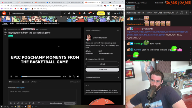 Hasan watches his epic basketball highlights reel