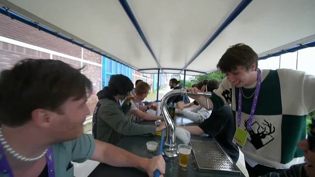 Hassan drives the beer bike