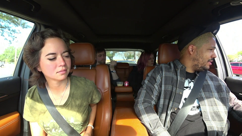Nick arrives at his next interview station with his new girlfriend