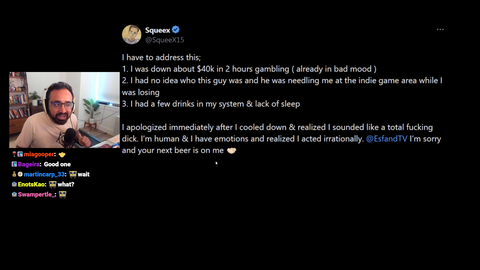 Squeex stole his apology for Esfand