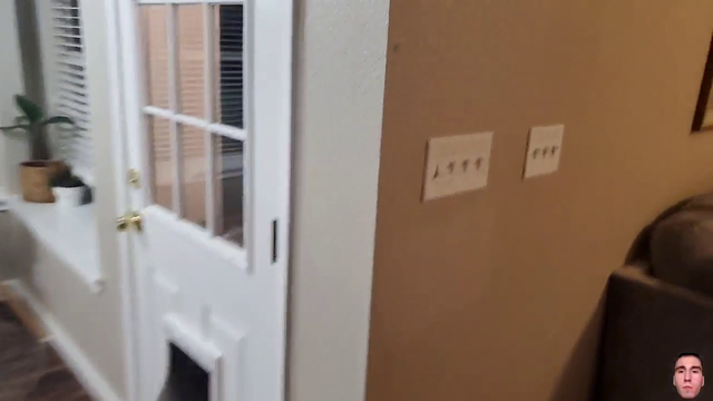 Homeless bald drunk man breaks into house through doggy door