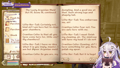 A Japanese VTuber reads "The Lusty Argonian Maid" book for the first time