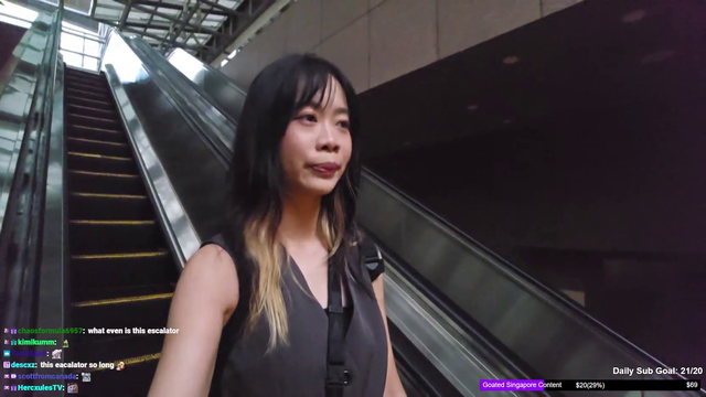 Wolfsbanee goes down an escalator