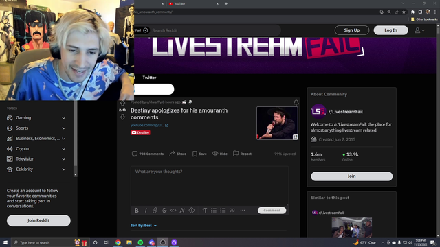 xQc questions why Destiny is mad