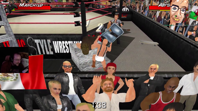 Manchild skillfully defeats his wrestling opponent