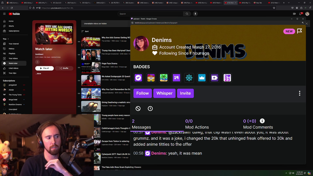 Asmon tells Denims what he Thinks about her "Joke"