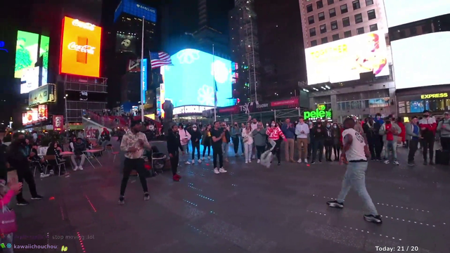 times square street performer hits his head during show
