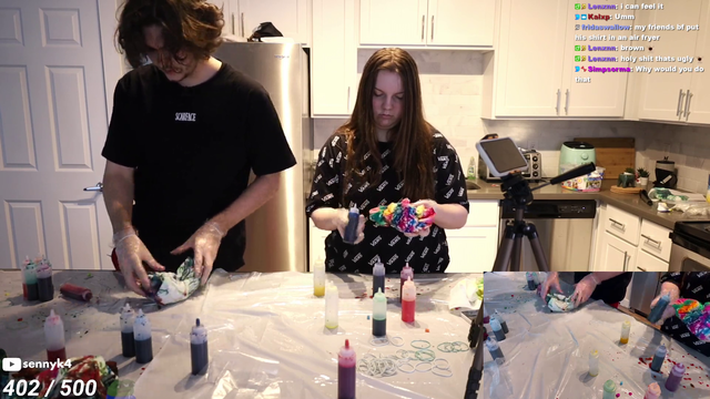 senny shows off his tie dye skills