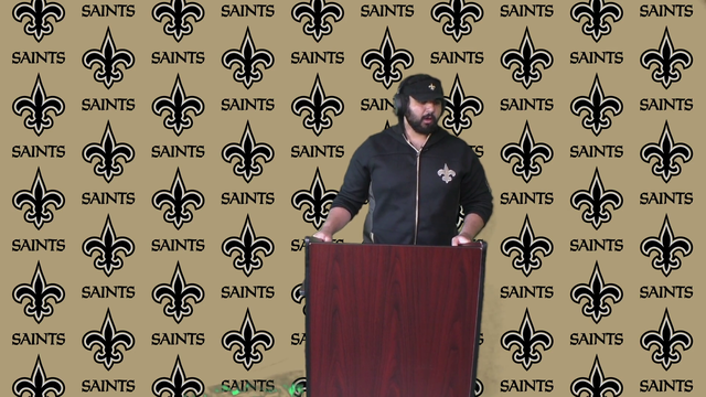 Coach Esfand takes a question from a divorced reporter