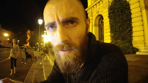 Drunk woman approaches streamer. Tactical smoke deployed.